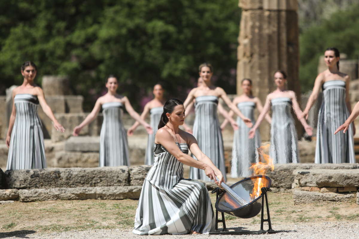 Flame Lighting Ceremony For The The Paris 2024 Summer Olympic Games In Greece
