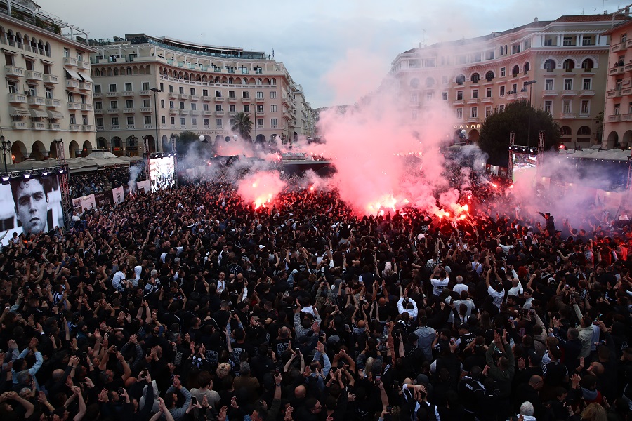 [386382] ΕΚΔΗΛΩΣΕΙΣ ΓΙΑ ΤΟΝ ΕΟΡΤΑΣΜΟ 100 ΧΡΟΝΩΝ ΑΠΟ ΤΗΝ ΙΔΡΥΣΗ ΤΟΥ ΠΑΟΚ ΣΤΗΝ ΠΛΑΤΕΙΑ ΑΡΙΣΤΟΤΕΛΟΥΣ (ΝΑΣΟΣ ΣΙΜΟΠΟΥΛΟΣ / Eurokinissi)
